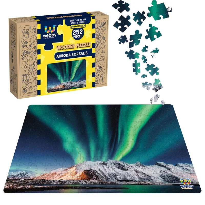 Wooden Puzzle for meal play-Aurora Borealis Wooden Jigsaw Puzzle - 252 Pieces