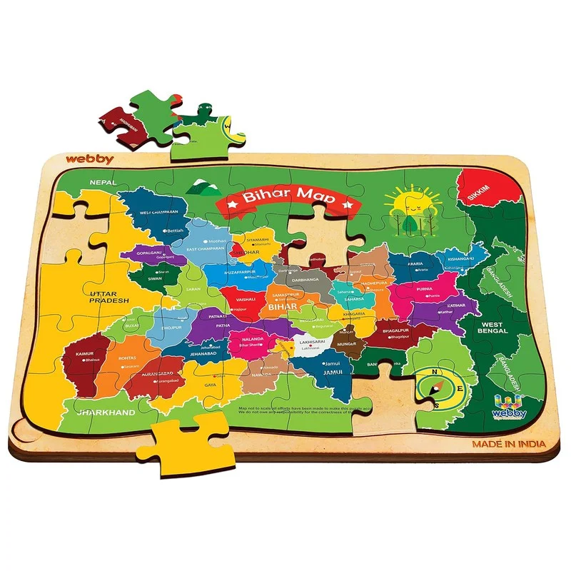 Wooden Puzzle for fall fun-Bihar Map Wooden Jigsaw Puzzle, 40pcs