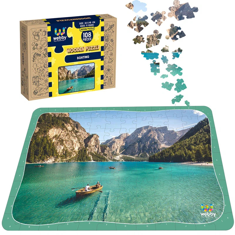 Wooden Puzzle for picnic joy-Boating Wooden Jigsaw Puzzle, 108 Pieces