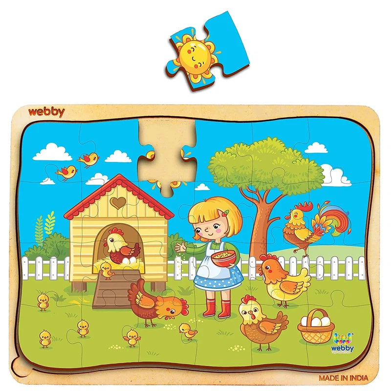 Wooden Puzzle for ride breaks-Chicken Coop Wooden Jigsaw Puzzle, 24pcs