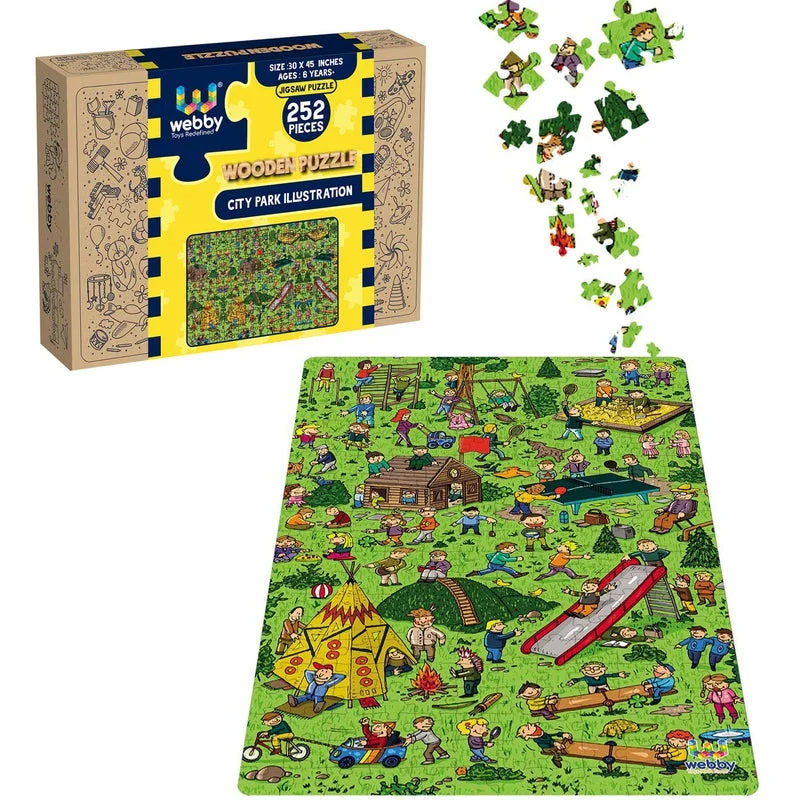 Wooden Puzzle for break joy-City Park Illustration Wooden Jigsaw Puzzle - 252 Pieces