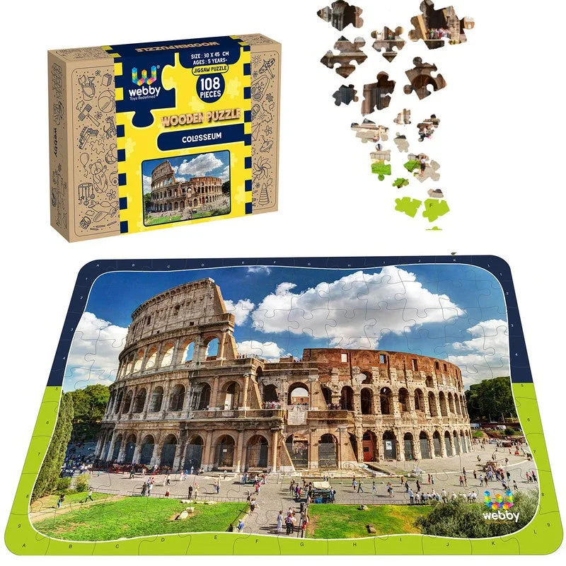 Wooden Puzzle for home play-Colosseum Wooden Jigsaw Puzzle, 108 Pieces