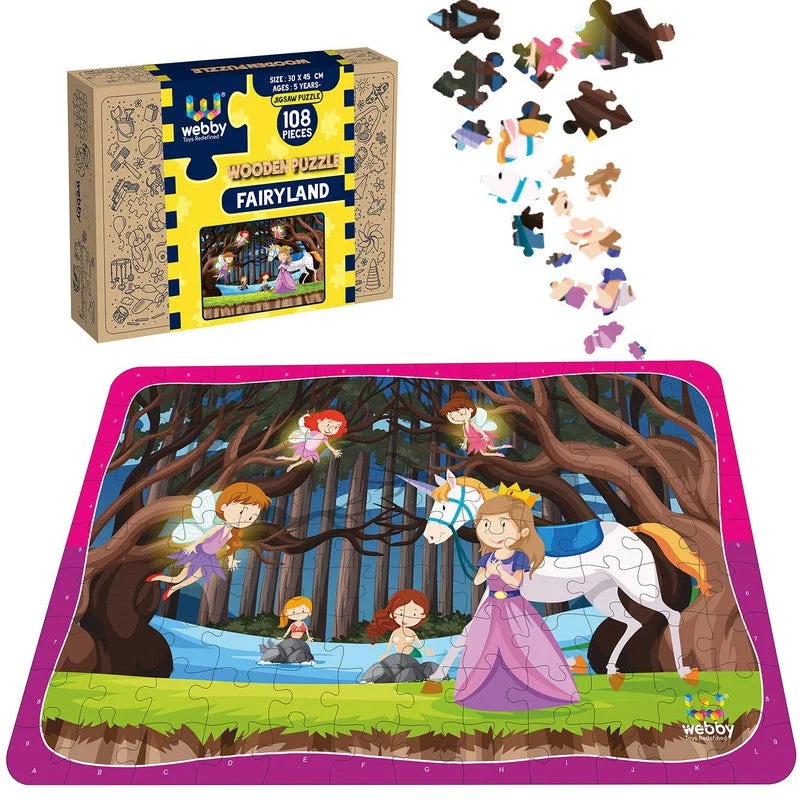 Wooden Puzzle for blooming fun-Fairyland Wooden Jigsaw Puzzle, 108 Pieces