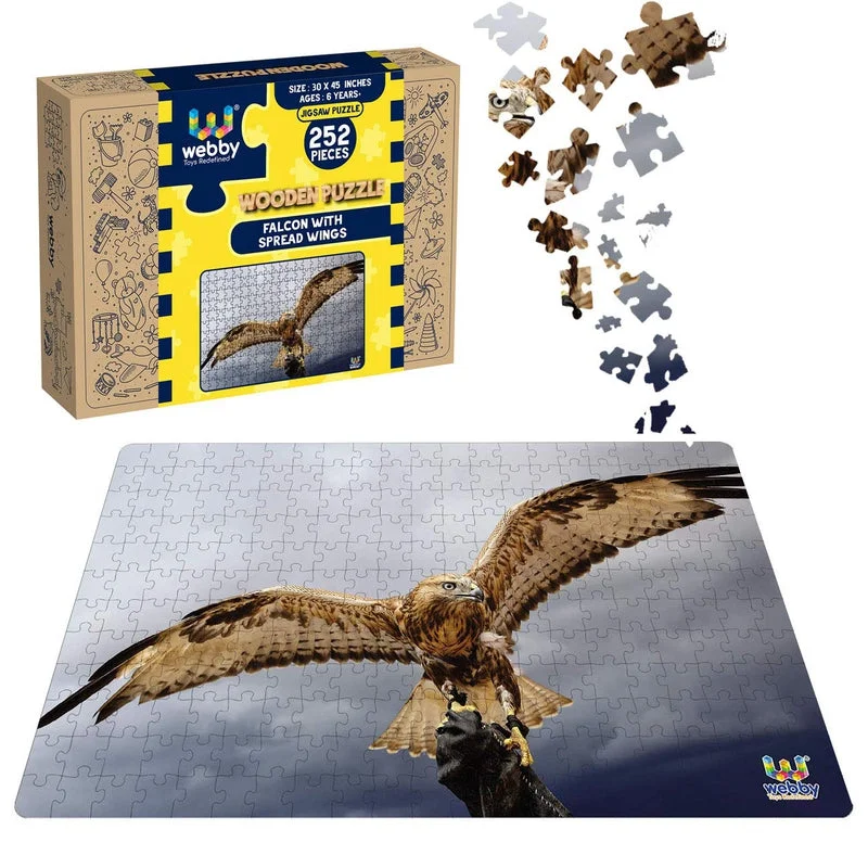 Wooden Puzzle for school joy-Falcon with Spread Wings Wooden Jigsaw Puzzle, 252 Pieces