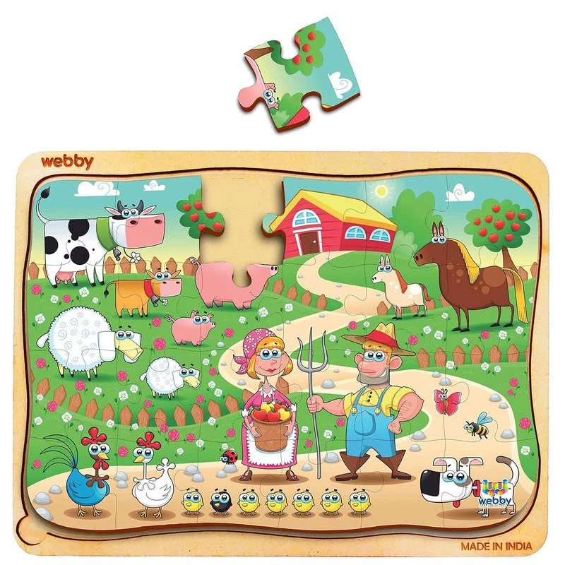 Wooden Puzzle for floral fun-Farm Family Wooden Jigsaw Puzzle, 24pcs