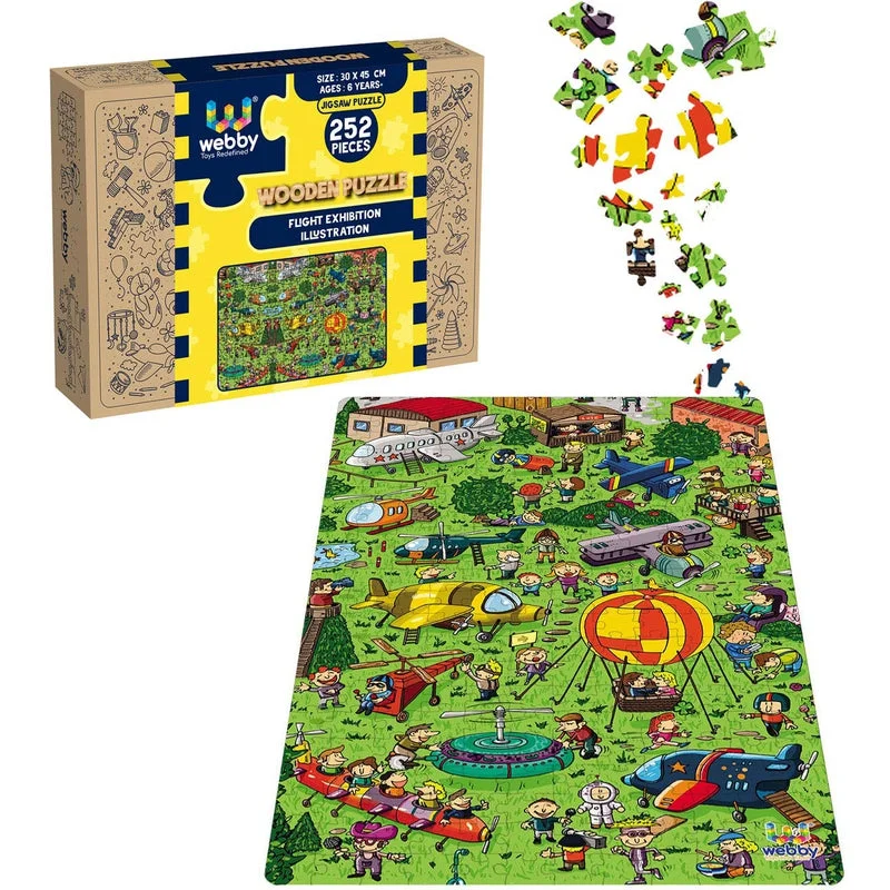 Wooden Puzzle for care games-Flight Exhibition Illustration Wooden Jigsaw Puzzle, 252 Pieces