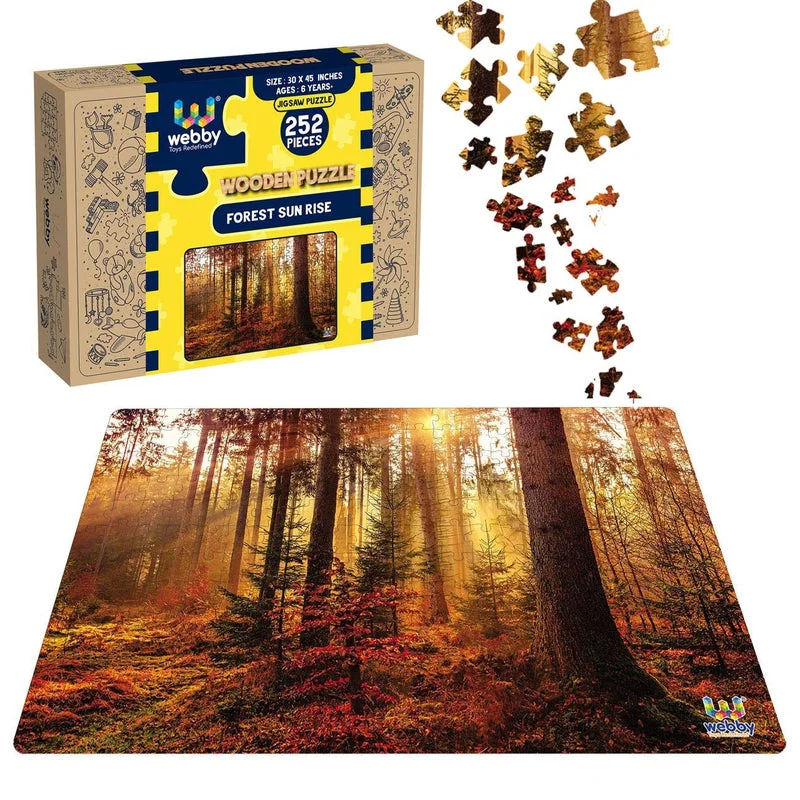 Wooden Puzzle for elder fun-Forest Sun Rise Wooden Jigsaw Puzzle, 252 Pieces