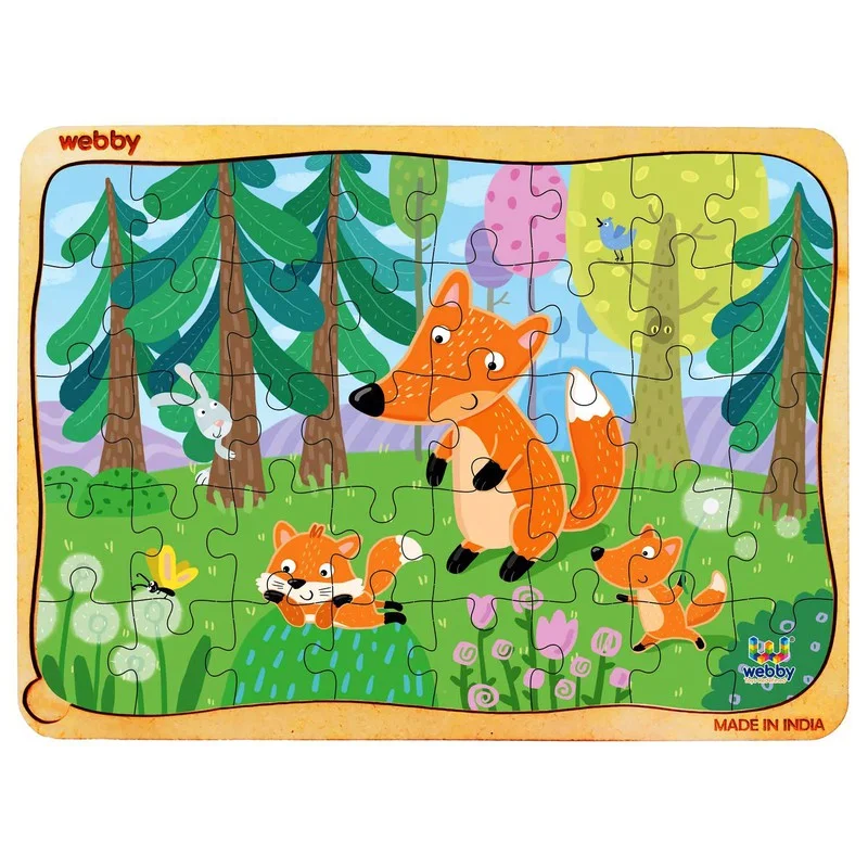 Wooden Puzzle for festive gifts-Fox in the Jungle Wooden Jigsaw Puzzle, 40pcs