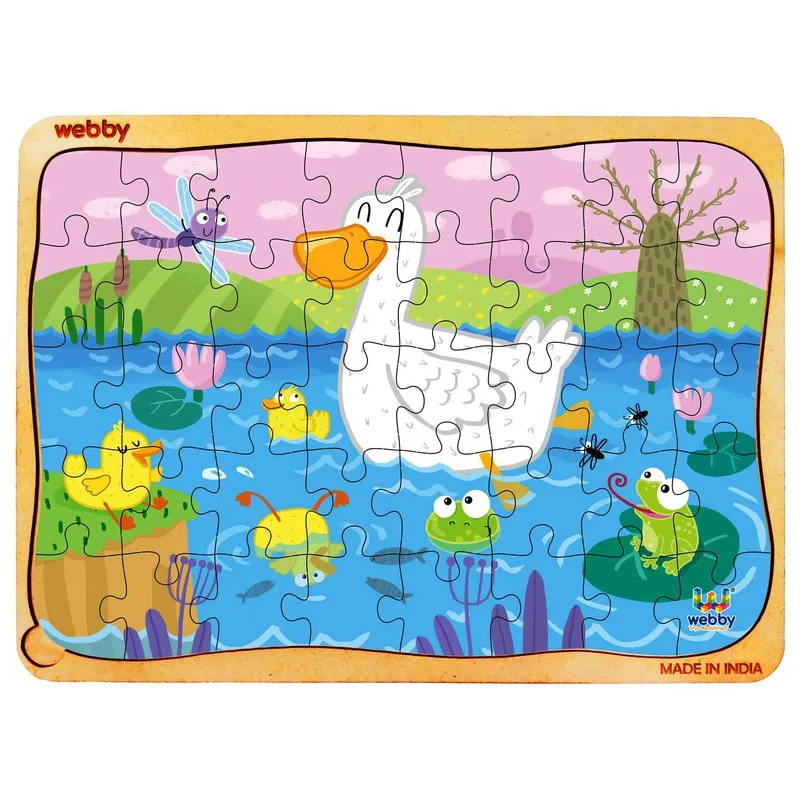 Wooden Puzzle for season shifts-Funny Duck Wooden Jigsaw Puzzle, 40pcs