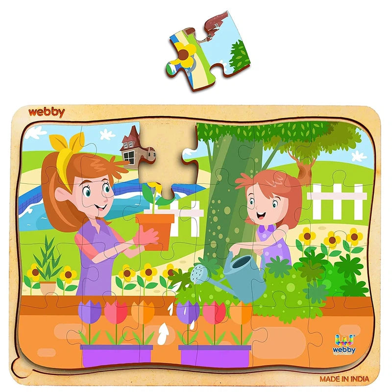 Wooden Puzzle for farm fun-Gardening Fun Wooden Jigsaw Puzzle, 24pcs