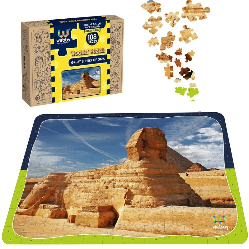 Wooden Puzzle for frozen fun-Great Sphinx Of Giza Wooden Jigsaw Puzzle, 108 Pieces