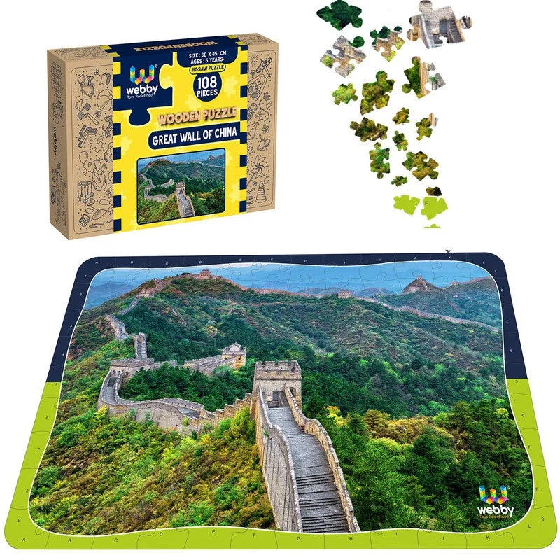 Wooden Puzzle for barnyard joy-Great Wall Of China Wooden Jigsaw Puzzle, 108 Pieces