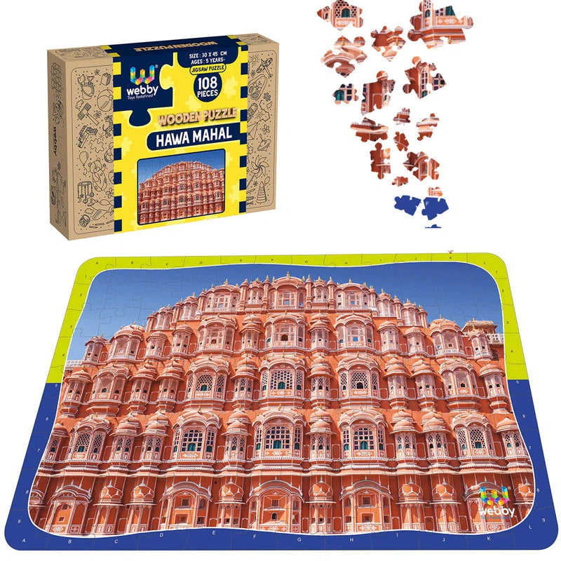 Wooden Puzzle for lush forests-Hawa Mahal Wooden Jigsaw Puzzle, 108 Pieces