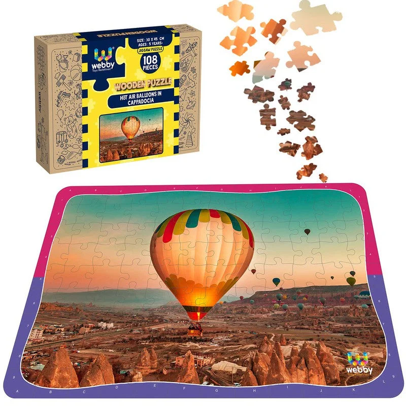 Wooden Puzzle for prehistoric play-Hot Air Balloons In Cappadocia Wooden Jigsaw Puzzle, 108 Pieces