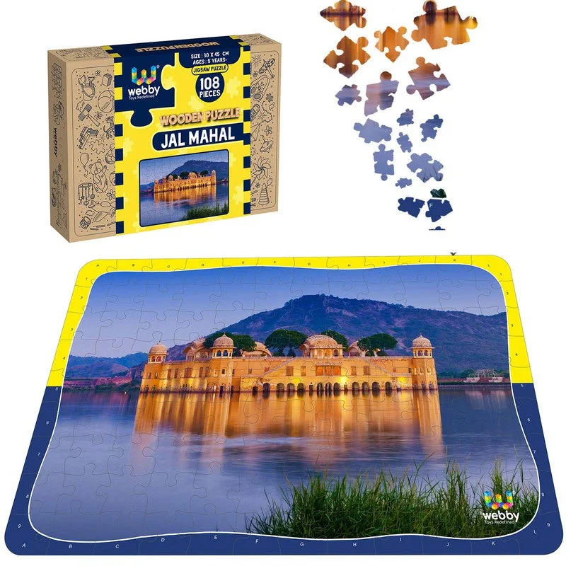 Wooden Puzzle for pupil art-Jal Mahal Wooden Jigsaw Puzzle, 108 Pieces