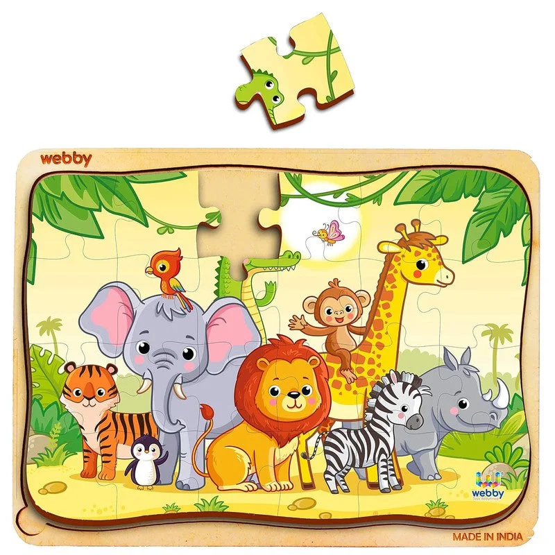 Wooden Puzzle for zoo joy-Jungle Safari Wooden Jigsaw Puzzle, 24pcs