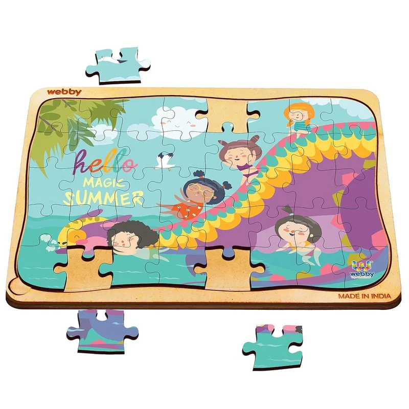 Wooden Puzzle for new year-Magic Summer Wooden Jigsaw Puzzle, 40pcs