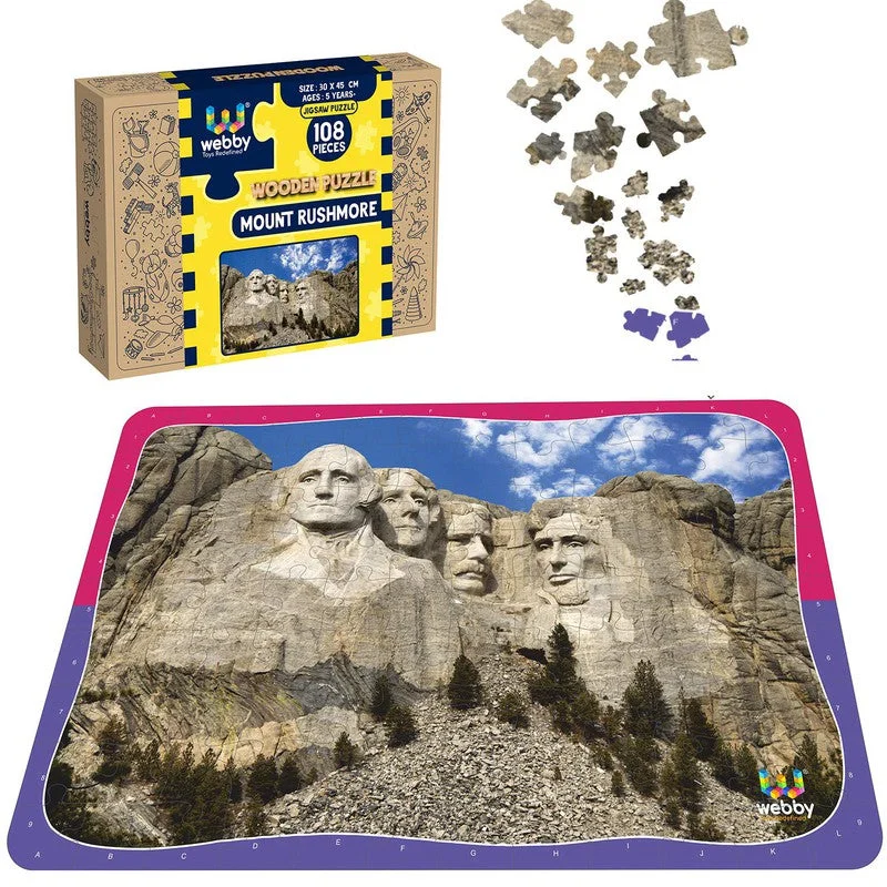 Wooden Puzzle for class fun-Mount Rushmore Wooden Jigsaw Puzzle, 108 Pieces