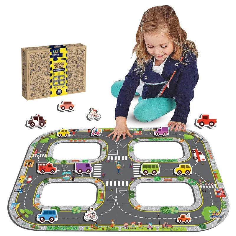 Wooden Puzzle for rest areas-My First Drive Wooden Jigsaw Puzzle Toy, 30 Pcs