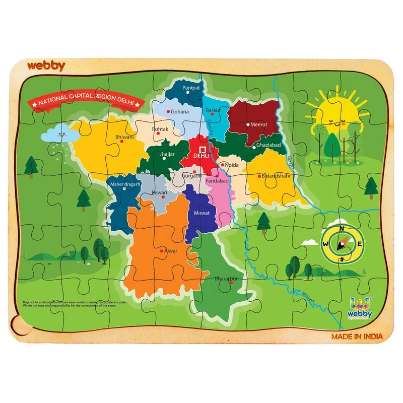 Wooden Puzzle for camp vibes-National Capital Region (NCR) Map Wooden Jigsaw Puzzle, 40pcs