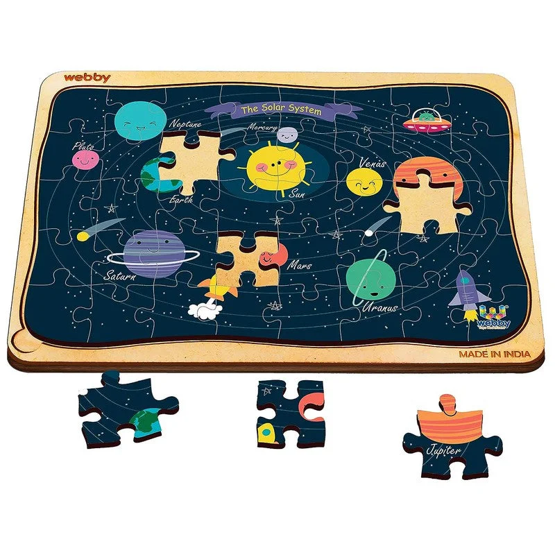 Wooden Puzzle for work calm-Outer Space Solar System Wooden Jigsaw Puzzle (Multicolour) - 40 Pieces