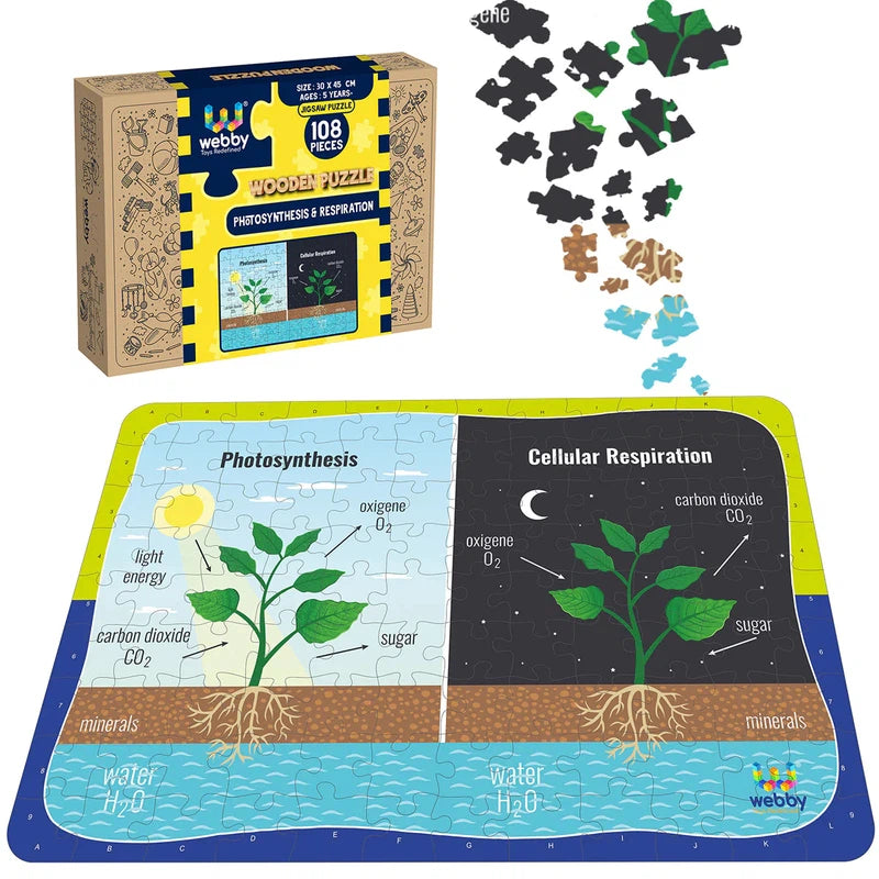 Wooden Puzzle for home skills-Photosynthesis & Respiration Wooden Jigsaw Puzzle, 108 Pieces