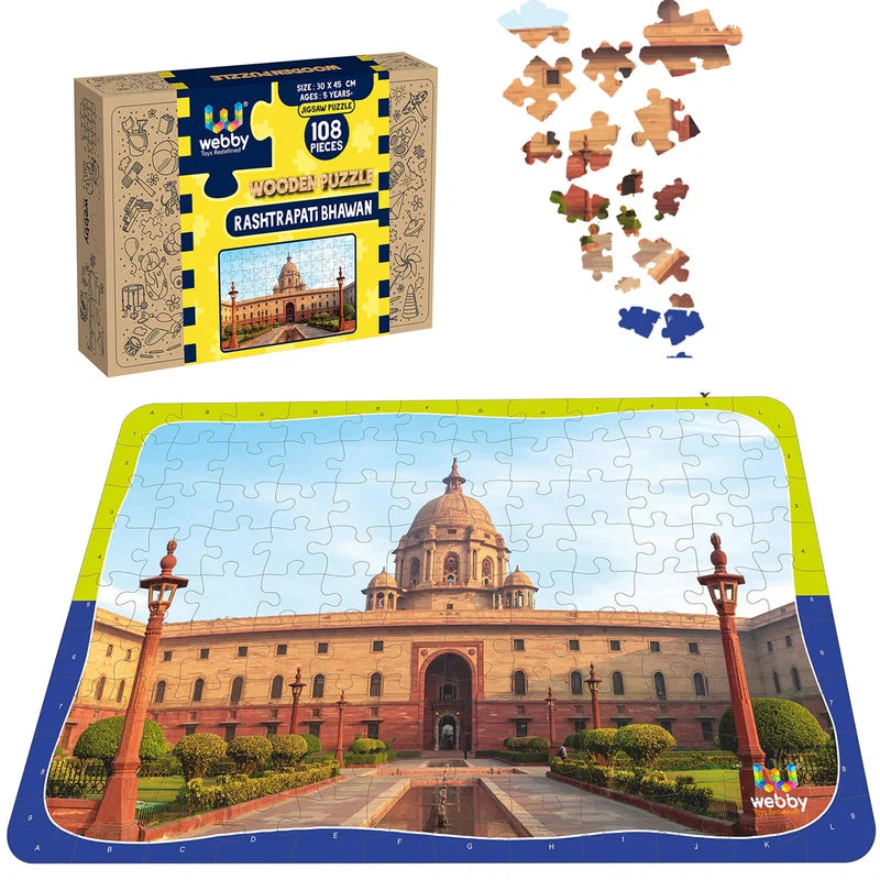 Wooden Puzzle for healing fun-Rashtrapati Bhawan Wooden Jigsaw Puzzle, 108 Pieces