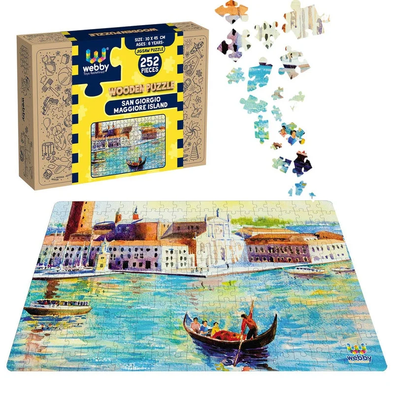 Wooden Puzzle for travel ease-San Giorgio Maggiore Island Wooden Jigsaw Puzzle, 252 Pieces