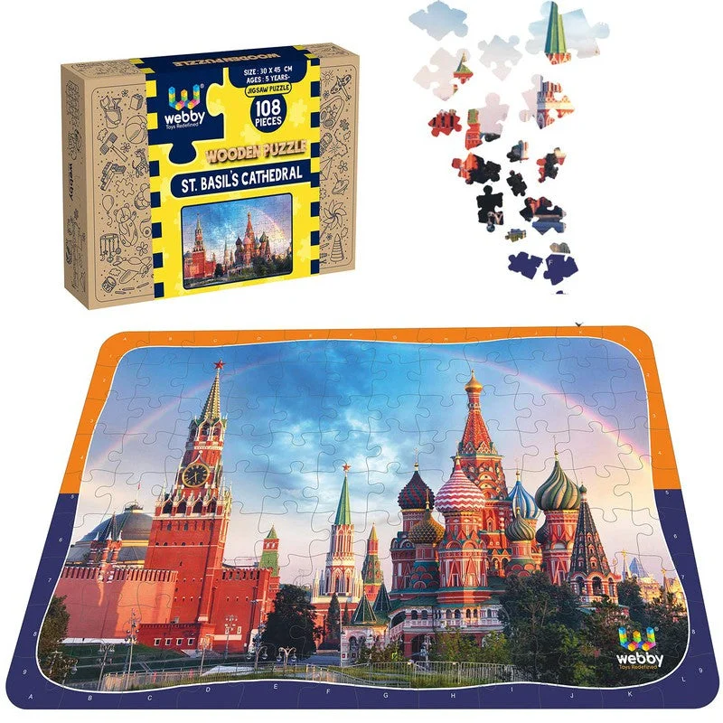 Wooden Puzzle for work fun-St. Basil's Cathedral Wooden Jigsaw Puzzle, 108 Pieces