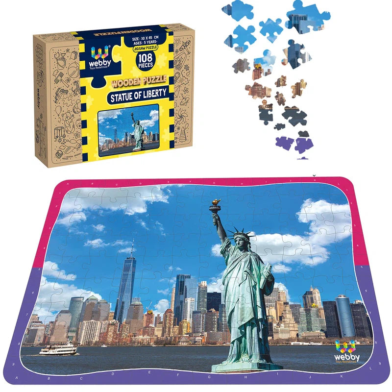 Wooden Puzzle for kid spaces-Statue Of Liberty Wooden Jigsaw Puzzle, 108 Pieces