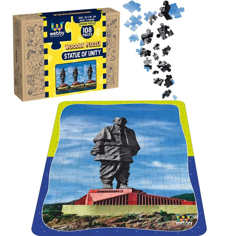 Wooden Puzzle for snug games-Statue Of Unity Wooden Jigsaw Puzzle, 108 Pieces