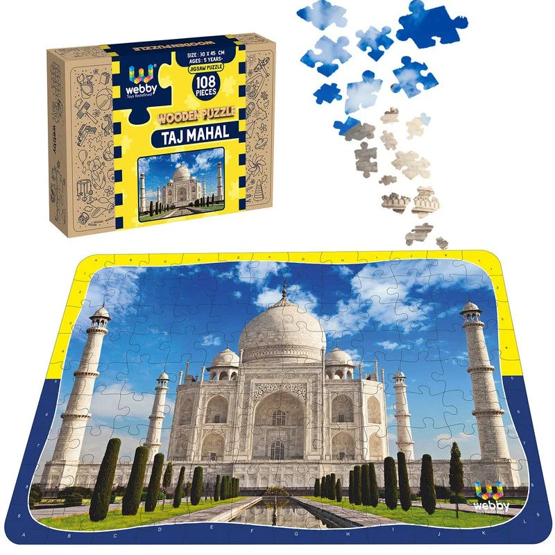 Wooden Puzzle for meal play-Taj Mahal Wooden Jigsaw Puzzle, 108 Pieces