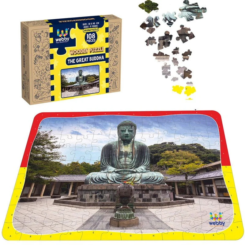 Wooden Puzzle for dining art-The Great Buddha Wooden Jigsaw Puzzle, 108 Pieces