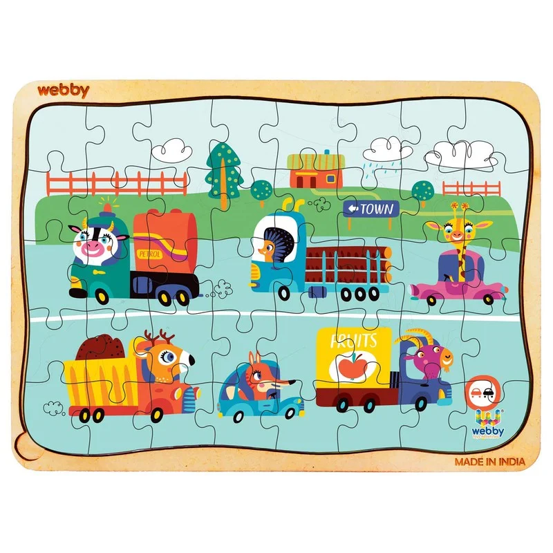 Wooden Puzzle for child spaces-The Kiddy Highway Wooden Jigsaw Puzzle, 40pcs