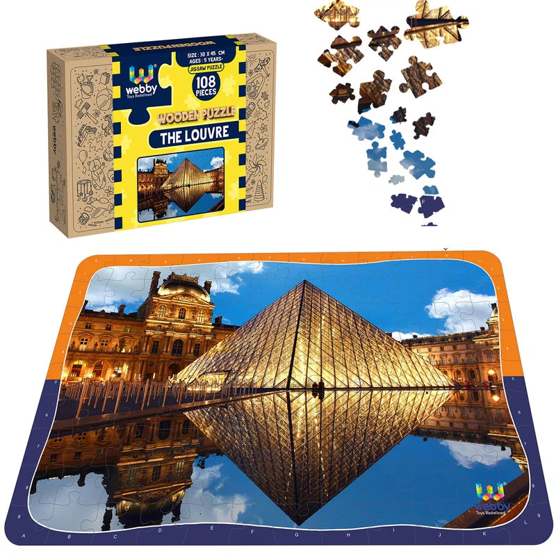 Wooden Puzzle for yard games-The Louvre Wooden Jigsaw Puzzle, 108 Pieces