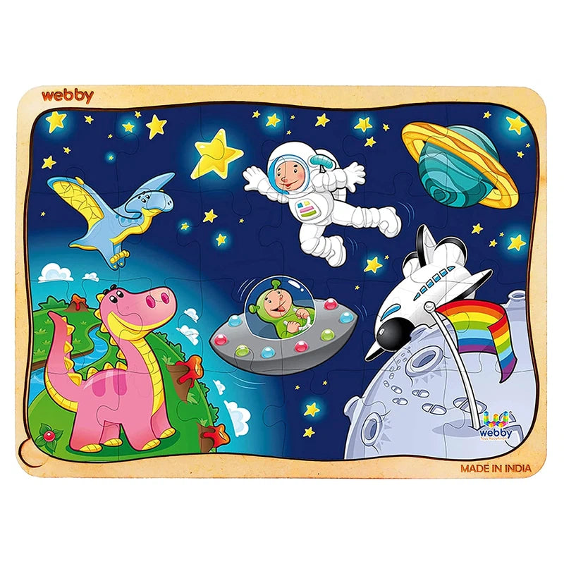 Wooden Puzzle for green jungles-The Man In Space Wooden Jigsaw Puzzle, 24pcs