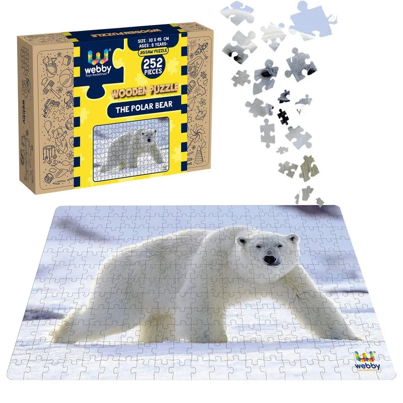 Wooden Puzzle for park play-The Polar Bear Wooden Jigsaw Puzzle, 252 Pieces