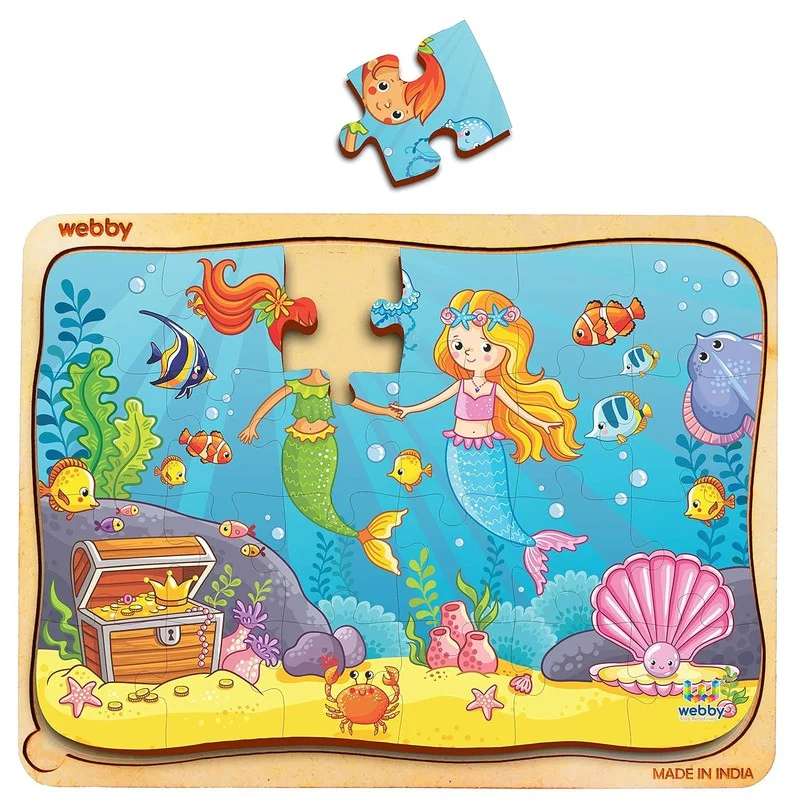 Wooden Puzzle for wild art-The Two Little Mermaids Wooden Jigsaw Puzzle, 24pcs