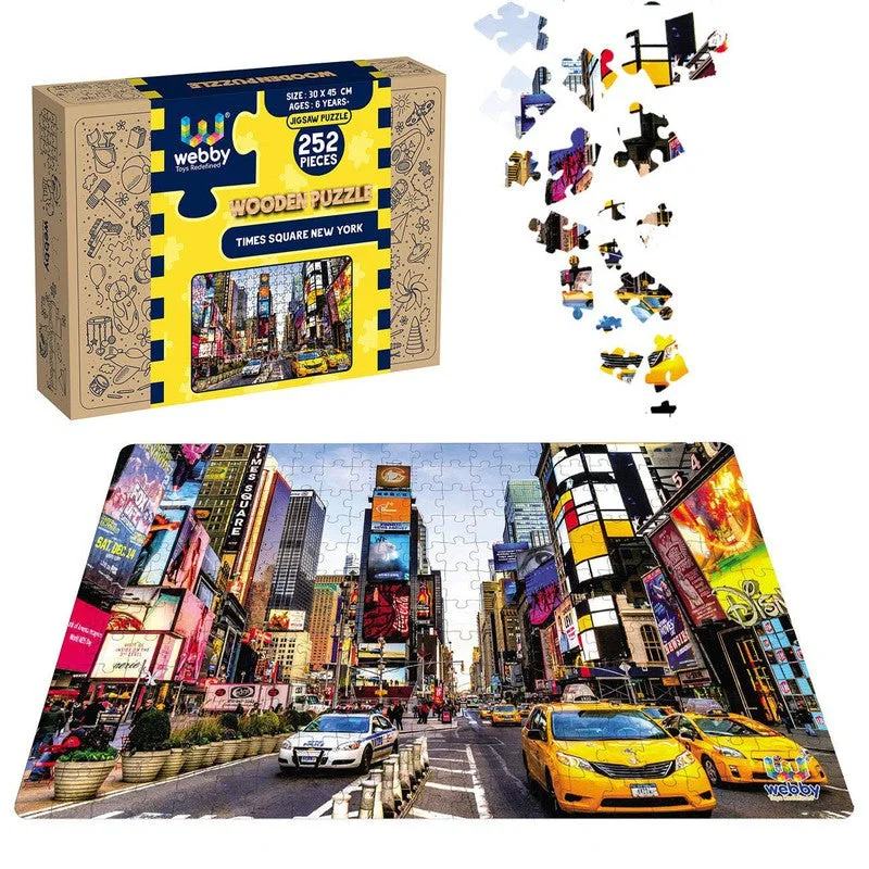 Wooden Puzzle for beach breaks-Times Square, New York Wooden Jigsaw Puzzle, 252 Pieces