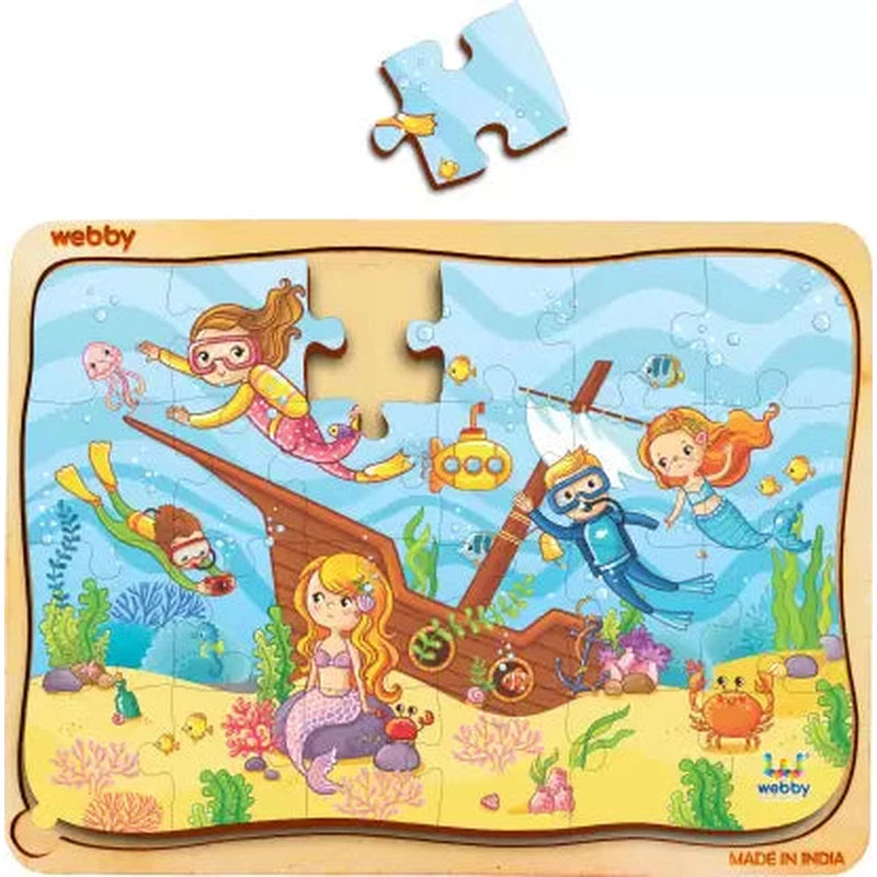 Wooden Puzzle for green jungles-Underwater Treasure Wooden Jigsaw Puzzle, 24pcs