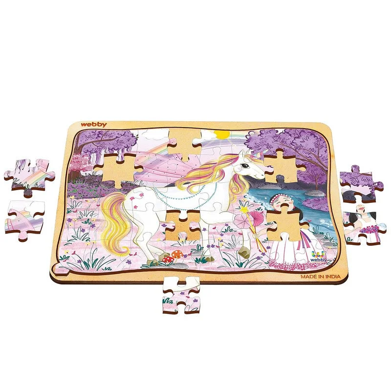 Wooden Puzzle for icy art-Unicorn World Wooden Jigsaw Puzzle, 40 Pieces-Multicolour