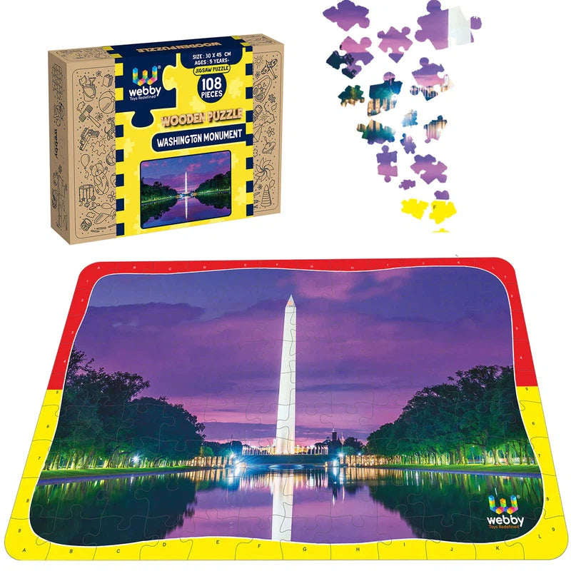 Wooden Puzzle for garden games-Washington Monument Wooden Jigsaw Puzzle, 108 Pieces