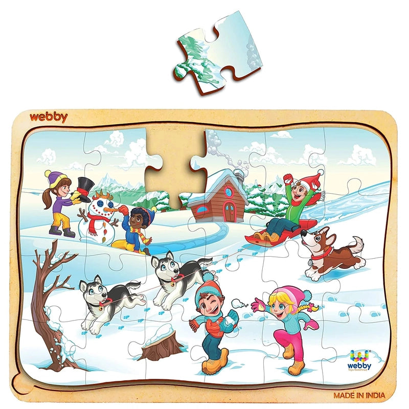 Wooden Puzzle for trip fun-Winter Scene Wooden Jigsaw Puzzle, 24pcs