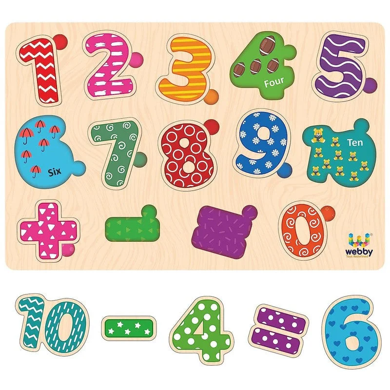 Digital Plaything for logic skills-Wooden Counting Numbers Montessori Educational Pre-School Puzzle Toy for 2+ Years Kid