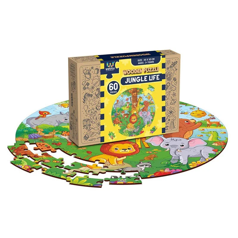 Wooden Puzzle for dining play-Wooden Jungle Jigsaw Puzzle, 60 Pcs