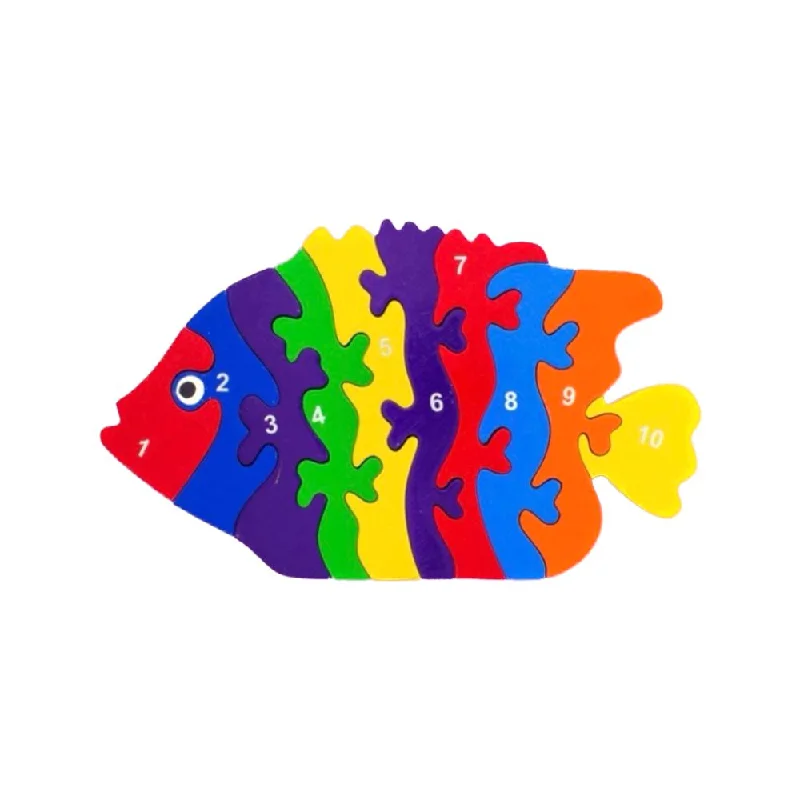 Wooden Puzzle for yard games-Wooden 1-10 Jigsaw Puzzle - Tropical Fish