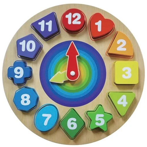 Digital Plaything for road trips-Wooden Clock With Shaped Numbers