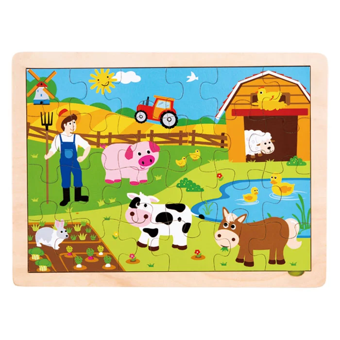 Wooden Puzzle for prehistoric play-Wooden Farm Animals Jigsaw Puzzle