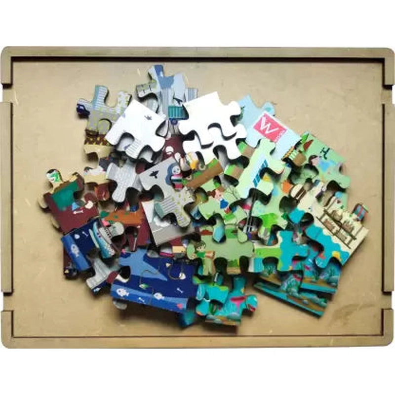 Wooden Puzzle for nature trails-Wooden Floor Size Jigsaw Puzzle on Building Happy Planet (60 Pcs)