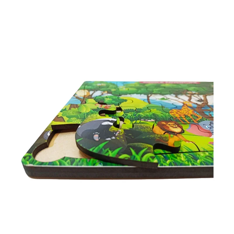 Wooden Puzzle for camp vibes-Wooden Jigsaw puzzle - Jungle Theme (30 Pieces)